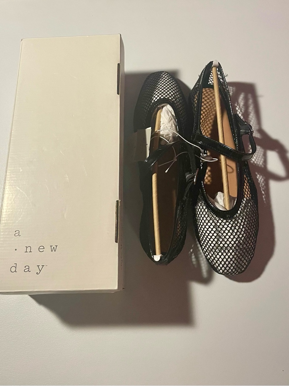a new day Black Metallic Mesh Mary Jane Flats